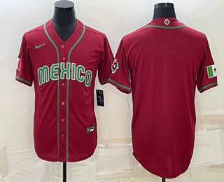 Mens Mexico Baseball Blank 2023 Red World Baseball With Patch Classic Stitched Jerseys->2023 world baseball classic->MLB Jersey